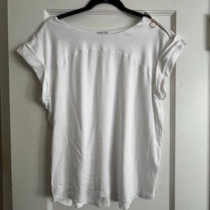 Lands End Zipper Tee with Cap Sleeves